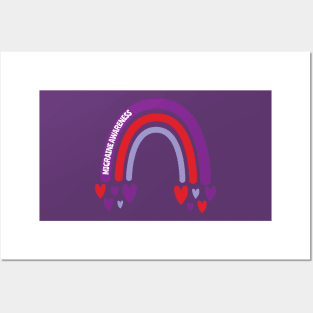 Migraine Awareness Rainbow with hearts Posters and Art